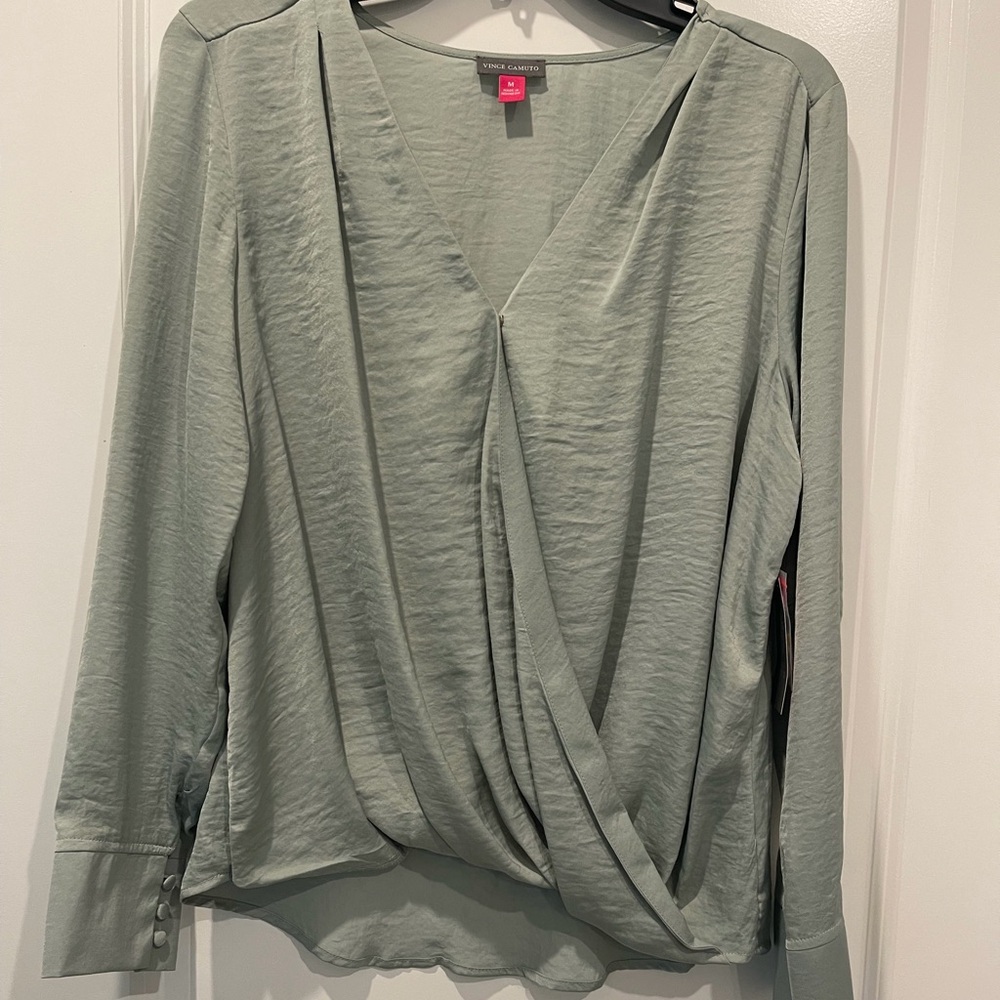 Vince Camuto Sage Green Draped Blouse